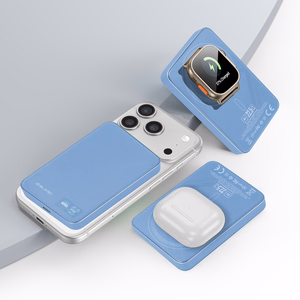 Blavec BJ-04 10000 mAh õhuke MagSafe-toega magnetiline akupank, 13,5 mm, USB-C, 22,5 W, kolm ühes (PBBJ04-MC5LB) (värv: helesinine; klaasviimistlus)