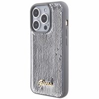 Guess Sequin Script Metal ümbris jaoks iPhone 15 Pro Max - hõbedane