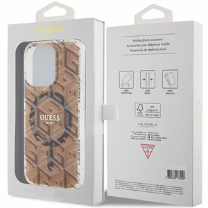 Guess IML GCube MagSafe чехол для iPhone 15 Pro Max - коричневый