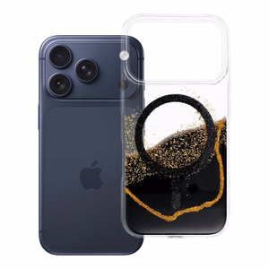 Case for iPhone 17 Pro / 18 Pro (low camera edge) Golden compatible with MagSafe black