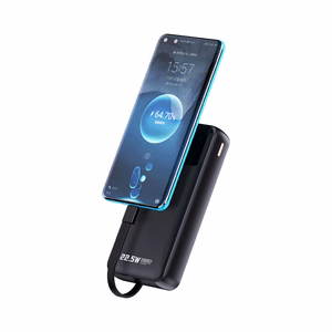 Dudao K15Pro Power Bank 20000mAh 22.5W PD USB-C / USB-A / sisseehitatud Lightning ja USB-C kaablid - must