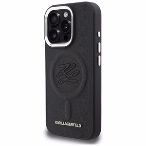 Karl Lagerfeld инициалы и металлический логотип MagSafe чехол iPhone 16 Pro - черный