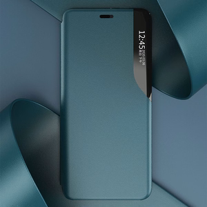 Eco Leather View Case elegantne raamaturiiuli tüüpi ümbris koos jalutusalusega iPhone 13 Pro Maxile roheline