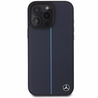 Mercedes MB sinine Line Leather MagSafe Ümbris jaoks iPhone 16 Pro Max - tumesinine