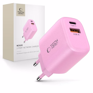 Tech-Protect NCA20 PD 20W QC3.0 USB-A / USB-C Wall Laadija - roosa