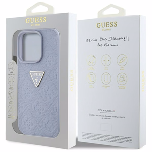 Guess Hot Stamp 4G Pattern Triangle Metal Logo Ümbris jaoks iPhone 16 Pro Max - lilla