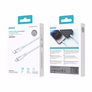 BWOO Cable USB-C - Lightning 2m 27W ABS + TPE valge