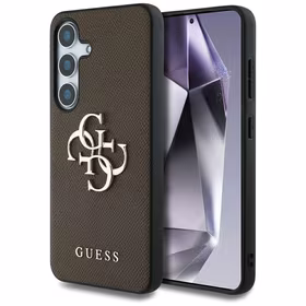 Guess Grained Big 4G Logo Small Classic Logo ümbris jaoks Samsung Galaxy S25 Plus brown