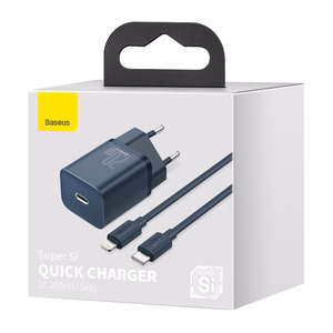Baseus Super Si Quick Laadija 1C 20W with USB-C kaabel jaoks Lightning 1m (sinine)