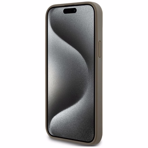 DKNY Leather Pattern Metal Logo MagSafe ümbris jaoks iPhone 15 / 14 / 13 - brown