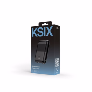 Ksix Powebank Mini 10000mAh 10W+cable USB-A USB-C, musta värvi