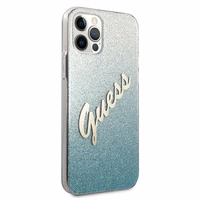 Guess GUHCP12LPCUGLSBL iPhone 12 Pro Max 6.7" sinine/sinine kõvakott Glitter Gradient Script