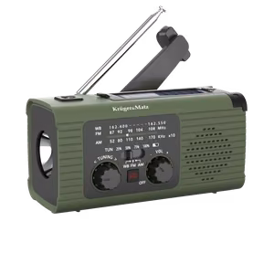 Kruger&Matz kaasaskantav päikeseenergial töötav SOS-hädaabiraadio, 5000 mAh akupanga, taskulambi ja dünamoga