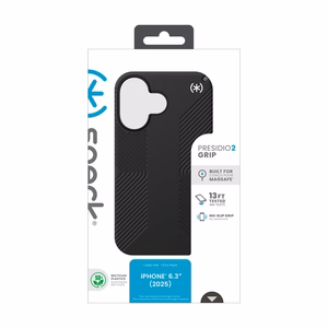 Speck Presidio2 Grip MagSafe ümbris iPhone 17 jaoks (must / Slate Gray / valge)