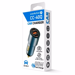 Autolaadija everActive CC-40Q USB QC3.0 + 2x USB-C PD 60W
