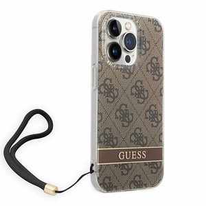 Guess GUOHCP14LH4STW iPhone 14 Pro 6.1 "brown / brown hardcase 4G Print Strap