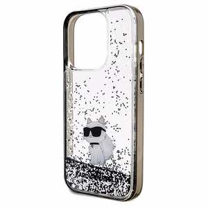 Karl Lagerfeld Liquid Glitter Choupette ümbris jaoks iPhone 14 Pro Max - läbipaistev