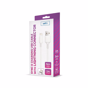 Setty kaabel USB - Lightning 3,0 m 2A valge UUSI