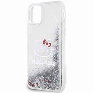 Hello Kitty Liquid Glitter Charms Kitty Head Ümbris jaoks iPhone 11 / Xr - Hõbedane