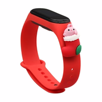 Rihm Xmas Xiaomi Mi Band 3 / 4 jõuludeks Silikoonist rihmaga käevõru koos sokiga - punane