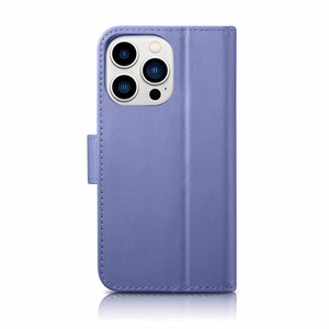 iCarer rahakoti ümbris 2in1 Cover iPhone 14 Pro Max nahast Flip Cover Anti-RFID Light Purple (WMI14220728-LP)