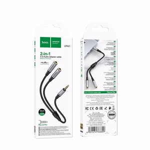Kabel AUX 2w1 Jack 3,5 mm (męski) do 2 x Jack 3,5 mm (żeński) Hoco 0,25 m UPA21 hall (SC)