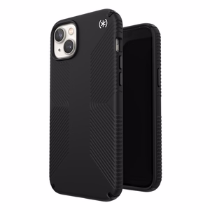 Speck Presidio2 Grip ümbris seadmele iPhone 15 Plus / 14 Plus, libisemiskindla haardega, Black / Black / White värvikombinatsioon