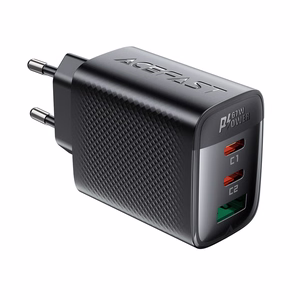 Acefast A108 GaN PD seinaklaadija, 67 W, 2 × USB-C, 1 × USB-A, must