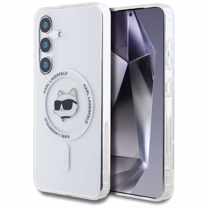 Ümbris Karl Lagerfeld Button Choupette Head Printed Logo MagSafe Samsung Galaxy S25 Plus valge