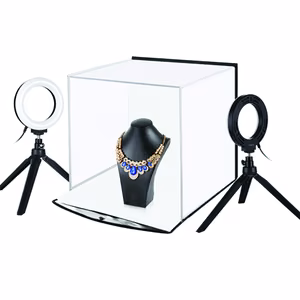 Photo box koos a komplekt ring lamps, 30x30x30cm