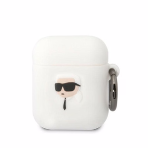 Karl Lagerfeld KLA2RUNIKH чехол AirPods 1/2 белый/белый Silicone Karl Head 3D