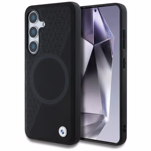 BMW Leather Half Textured MagSafe Ümbris jaoks Samsung Galaxy S25 - must