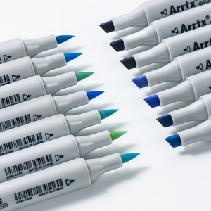 Double-sided Marker Pens ARRTX Oros, 24 Colours, sinine tone shade