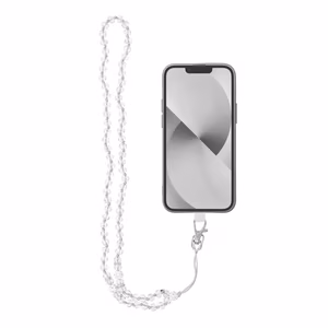 CRYSTAL DIAMOND Phone lanyard, Phone pendant / cord length 74cm (37cm in the loop) / on neck - valge