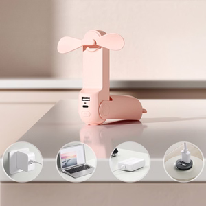 Jisulife käeshoitav ventilaator Life8 Plus, kaasaskantav USB-ventilaator 4500mAh akupanga funktsiooni ja taskulambiga - roosa