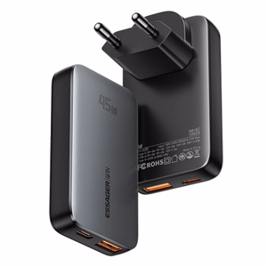 Laadija Essager GaN Ultra must 45W (1xPD / 1xQC3.0)
