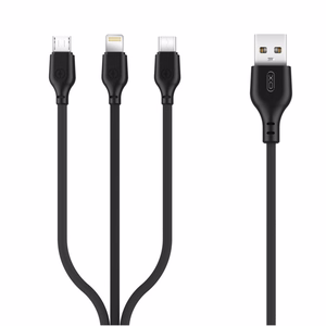 XO kaabel NB103 3in1 USB - Lightning + USB-C + microUSB 1,0 m 2,1A, must