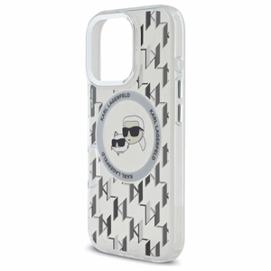 Karl Lagerfeld IML Monogram Karl & Choupette Head MagSafe iPhone 16 Pro Ümbris - Clear