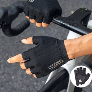 Rockbros TLS004 ROAD TO SKY lühikesed lööke summutavad jalgrattakindad, suurus L – mustad