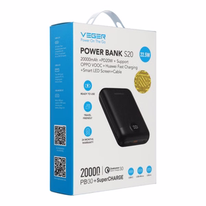 Akupank Veger S20 (W2081) PD QC3.0 2A 22,5W 20000 mAh must