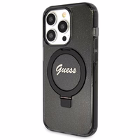 Guess Ring Stand Script Glitter MagSafe ümbris jaoks iPhone 13 Pro Max - must