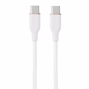 Silicone Kaabel USB Type-C - Type-C, 60W, (valge, 1m)
