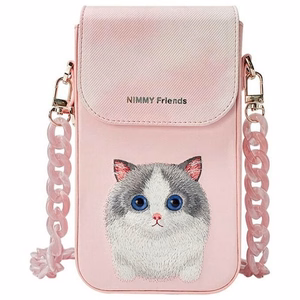 Nimmy Big Eyed Pet 2.0 Cat 3-in-1 Phone Bag + Wallet + Tracker Ümbris - Roosa
