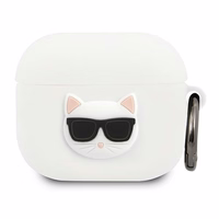 Karl Lagerfeldi silikoonist Choupette ümbris AirPods 3 jaoks - valge