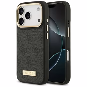 Guess 4G Logo Plate MagSafe Чехол для iPhone 17 Pro - чёрный