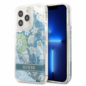 Guess GUHCP13XLFLSN iPhone 13 Pro Max 6.7" зелёный/зелёный жёсткий чехол Flower Liquid Glitter
