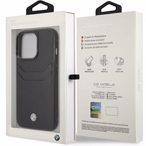 Ümbris BMW BMHCP14L22RSEPK iPhone 14 Pro 6.1" must/must Leather Card Slot