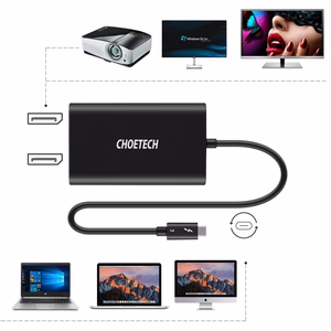 Choetech plug adapter USB Type C Thunderbolt 3 (40Gbps) - 2x DisplayPort 4K 60Hz must (HUB-D03)