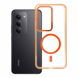 Case for Xiaomi Redmi 15 Frame Clear Hybrid Mag Cover compatible with MagSafe hermes orange