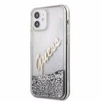 Guess GUHCP12SGLVSSI iPhone 12 mini5,4" hõbedane/hõbedane ümbris Glitter Vintage Script